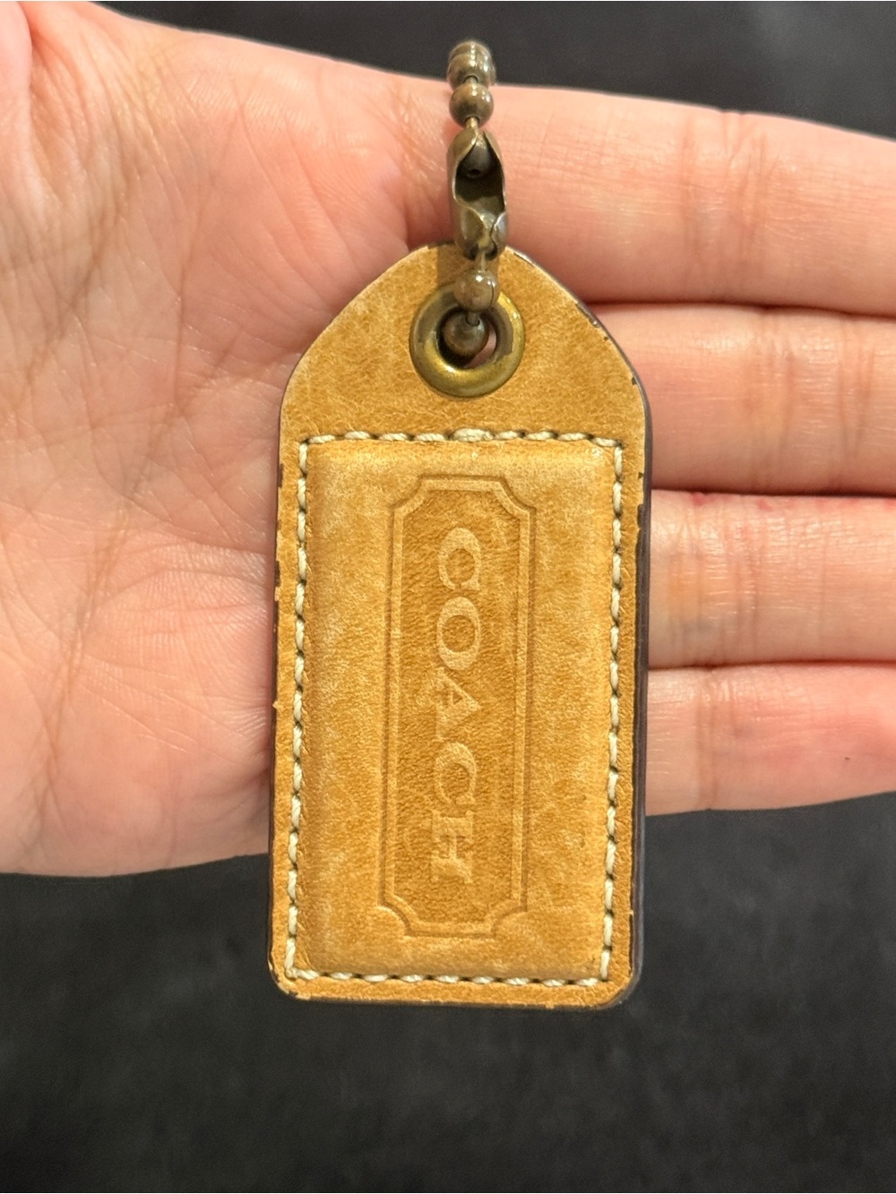 2.5" Medium Y2K Coach Leather Key Fob Bag Charm Keychain Hang Tag/Hangtag